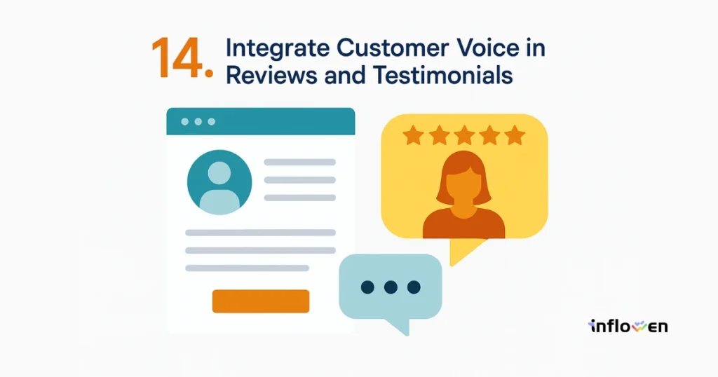 Integrate customer voice in reviews and testimonials